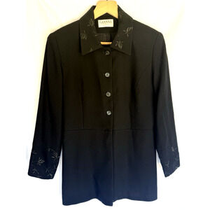 Vintage Gianni Womens Wool Floral Embroidered Blazer Jacket Size 6 Classic USA
